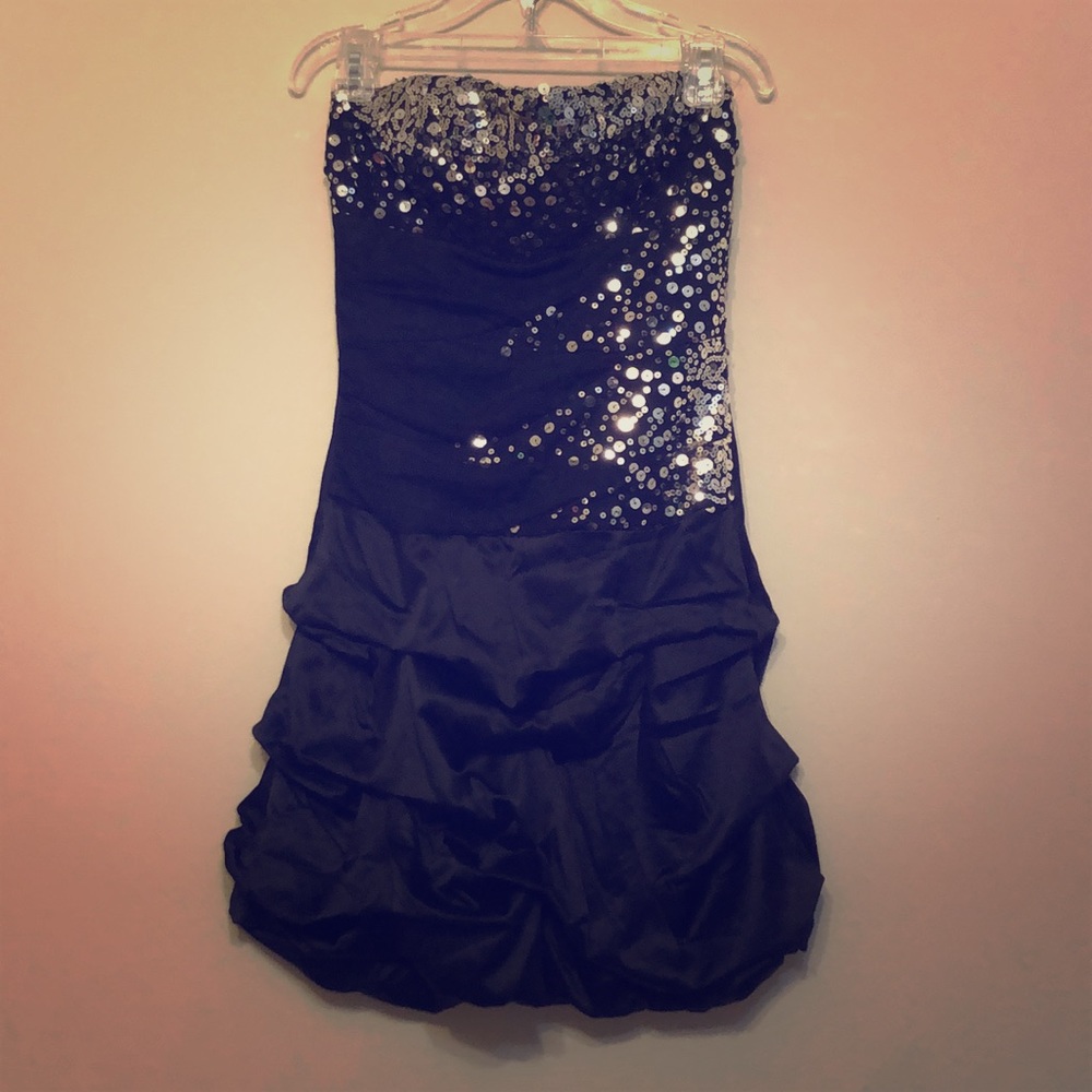 Black Strapless Sequin Dress